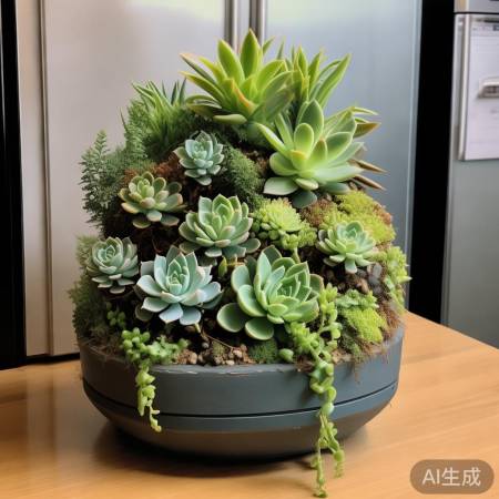 冰箱顶多肉吊兰组合盆栽