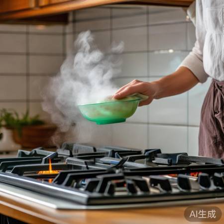 洗洁精热水清洁燃气灶,油污一擦