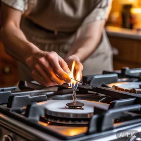 燃气灶火孔油污堵塞,细铁丝轻捅