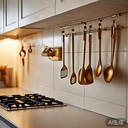 燃气灶下墙面挂挂钩,保持整洁易