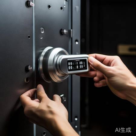 安装保险柜锁，谨记锁芯方向。