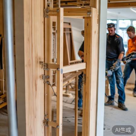 安装门框,平稳固定勿变形。