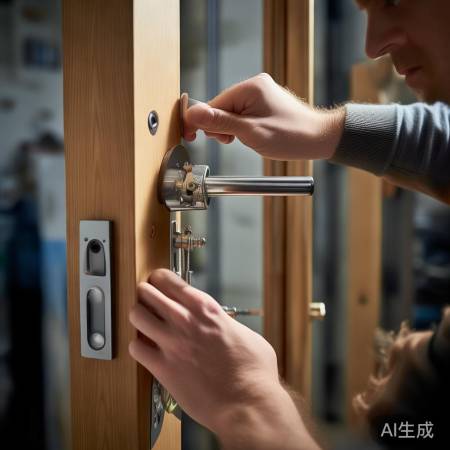 门锁安装:对齐、拧紧螺丝