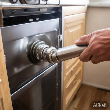 “第六步:稳插烟管,连接烟道。