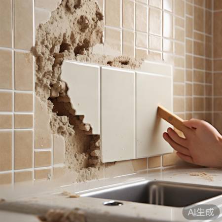 瓷砖修补墙面小洞，美观便捷。