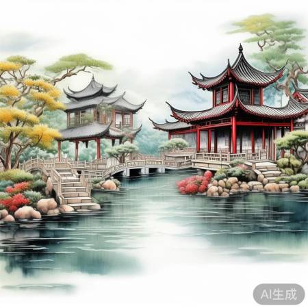 拙政园冰箱贴：水墨江南园林美景