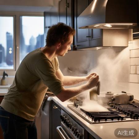 油烟机定期洗,排烟管热水洁精。