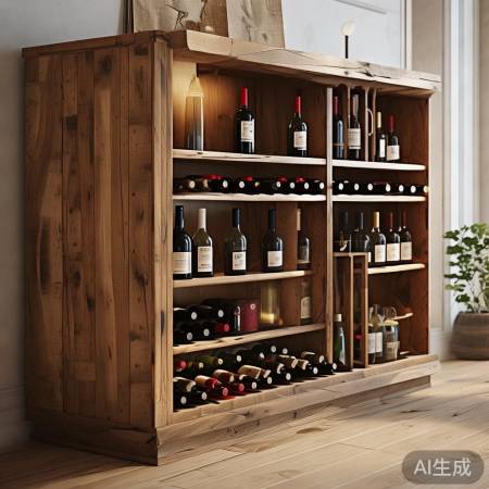 “简易实木红酒柜，轻松打造客厅