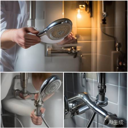 安装新花洒,固定防滑垫。