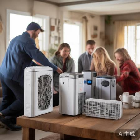 选空气能看能效、品牌和安装。