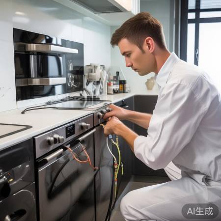 连接燃气电源，检查密封，测试工