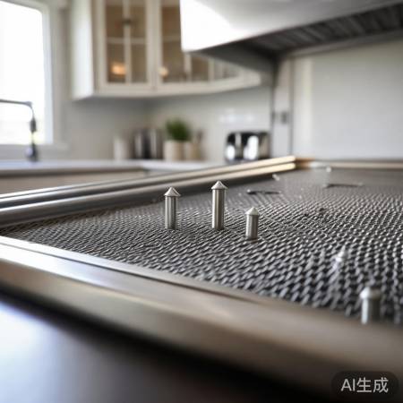 找到油烟机螺丝，轻柔拧下。