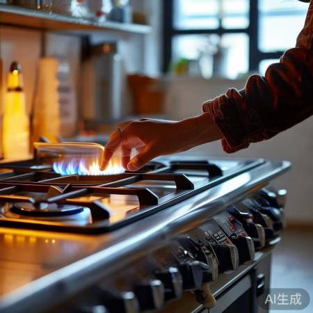 燃气灶安全使用，风门适中，通风