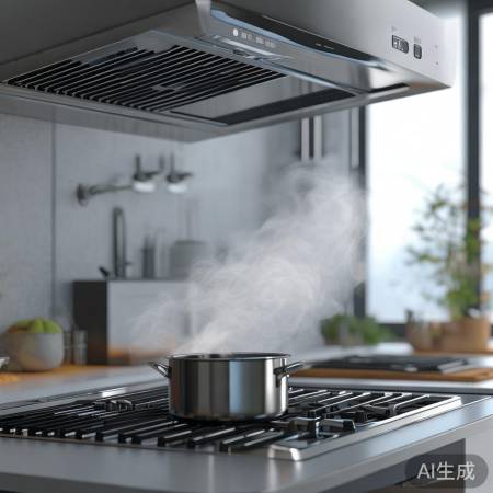 智能油烟机，一键启动，自动关停