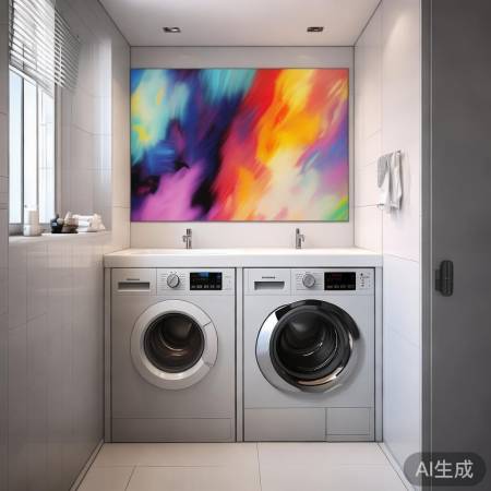 洗衣机洗手台一体式，时尚墙面添