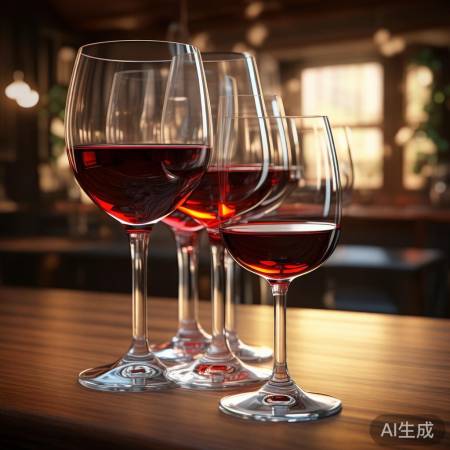 红酒杯摆放：高矮有序，层次分明