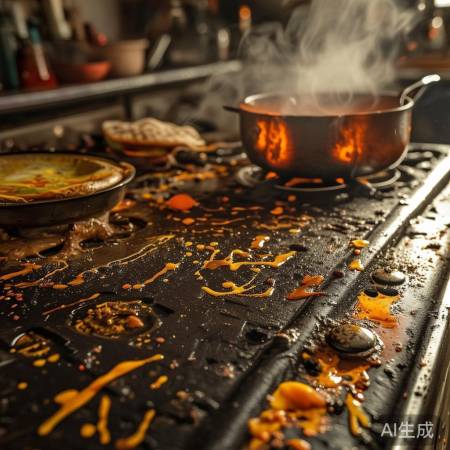 油污残渣易烧焦磨损灶头