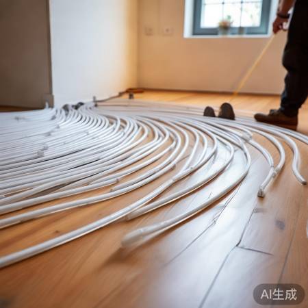 地暖管道铺设：间距适中，转弯平