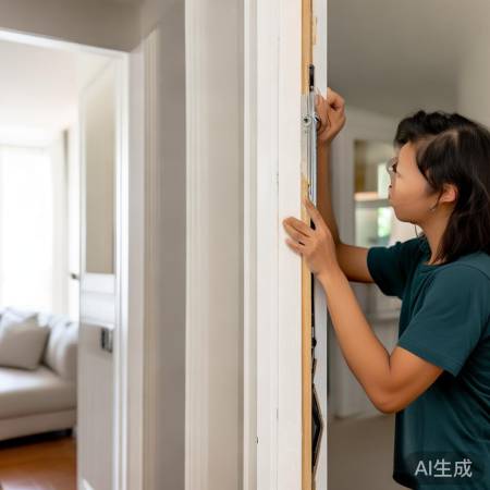 检查门框平整，确保指纹锁稳固安