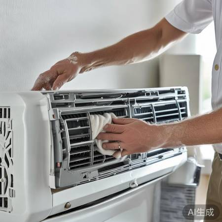 空调内机清洗，拆卸擦拭，小心操