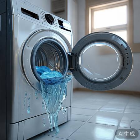 洗衣机电源连接，水位满。