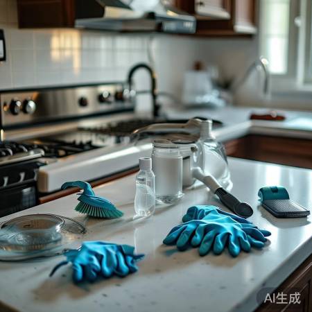 厨房安全，清洁工具备齐