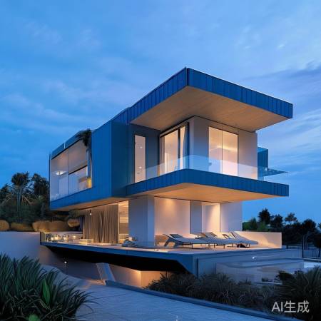 蓝色家居门，宁静清新宜人。