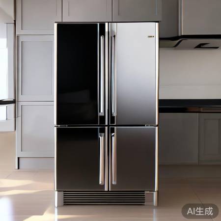 简约银黑冰箱，时尚家居新亮点。