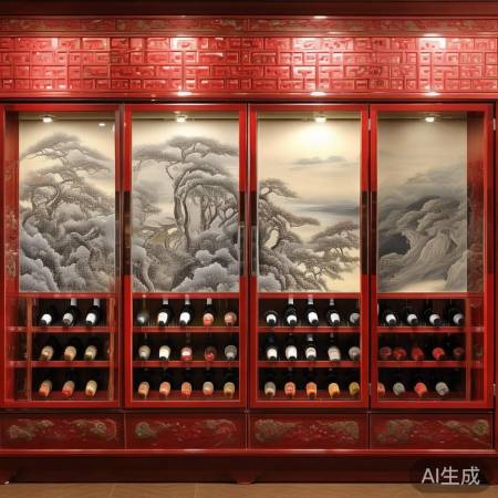 中式水墨红酒柜屏风，时尚又底蕴