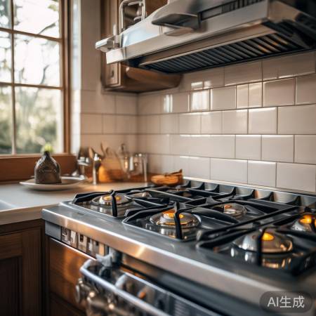 厨房角落燃气灶，安全空间利用佳