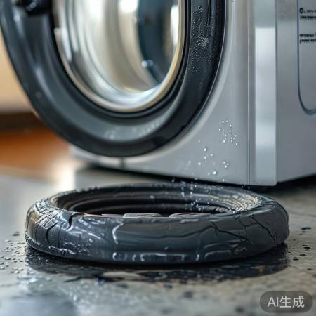 洗衣机底密封老化，需换新圈防漏