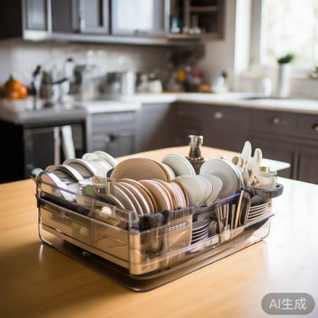 “消毒柜巧用置物架，餐具摆放有