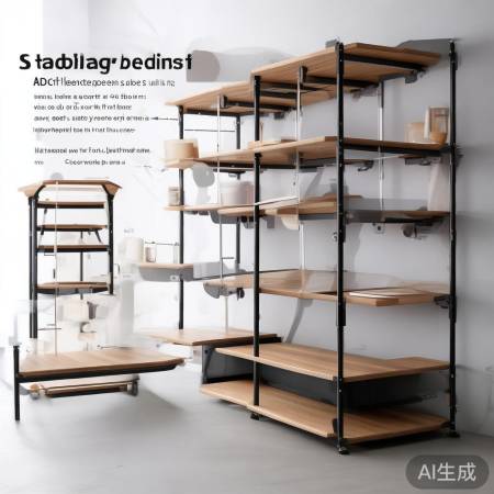 可调节隔板防滑折叠置物架