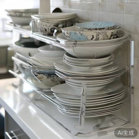 “隔层置物架，餐具分类方便”